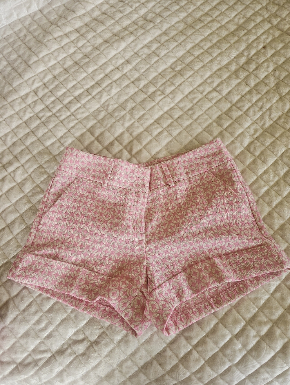 New York & Company Women's Pink Patterned Shorts